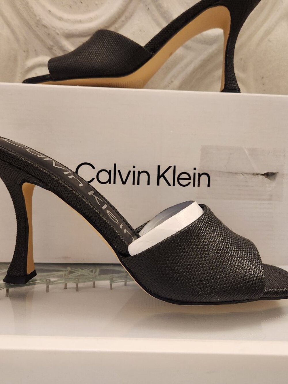 Calvin Klein Black" Bradon" Heeled Sandals. NIB. Size 10